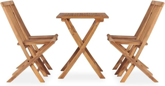 vidaXL 5-tlg Garten-Essgruppe aus Teakholz Modell 2, Klappbar, Braun, Tisch und 4 Stühle für Garten, Terrasse oder Patio, B/T/H: 120 x 60 x 75 cm, B/T/H: 60 x 60 x 75 cm - Bild 1