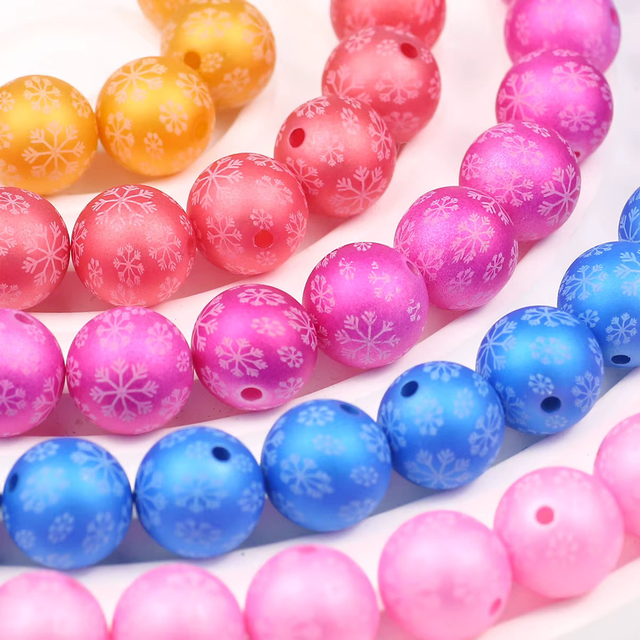 JHNBY Perlen Acryl, Matte Schneeflocke, 16mm, Bunt, Unisex - Bild 4