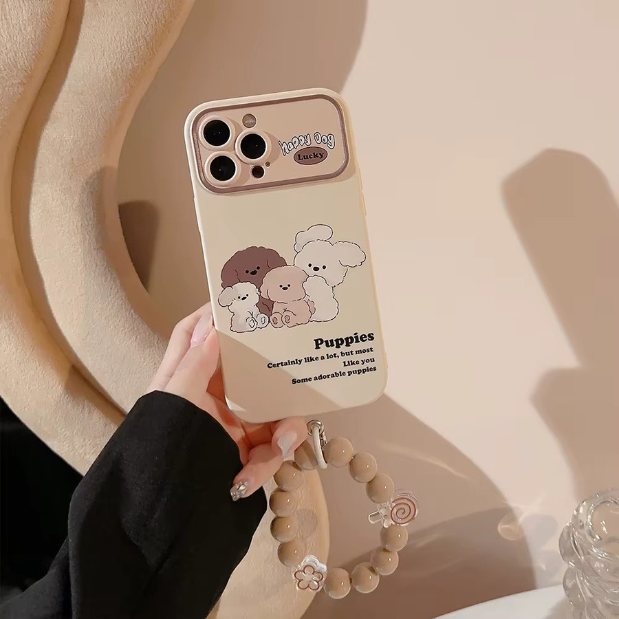 MUQGEW Stoßfeste iPhone Schutzhülle mit Cartoon-Welpen-Design und Handgelenkkette für iPhone 16 bis 7/8 Plus - Bild 2