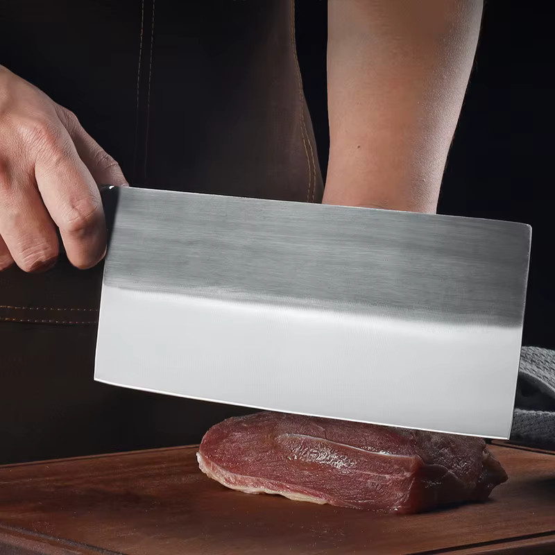 Geschmiedetes Hackmesser von JYi in Silber mit Holzgriff für Küche und Fleisch - Bild 3