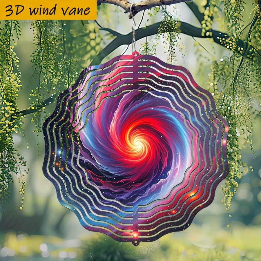 Bunter Wirbel-Galaxie-Windspinner von CIFBUY, Metall, Mehrfarbig, Durchmesser: 25,5 cm - Bild 2