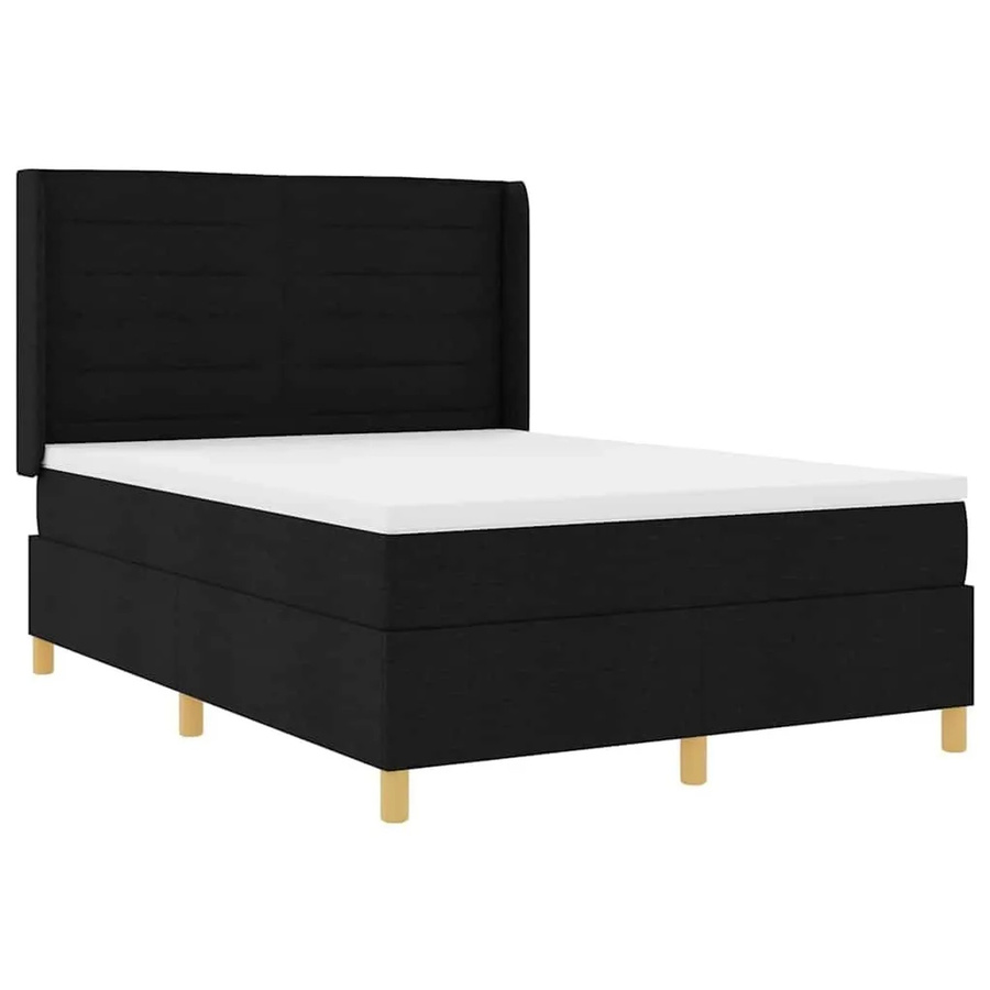 vidaXL Boxspringbett mit Matratze Schwarz Stoff B/T/H: 140 x 190 x 280 cm - Bild 2