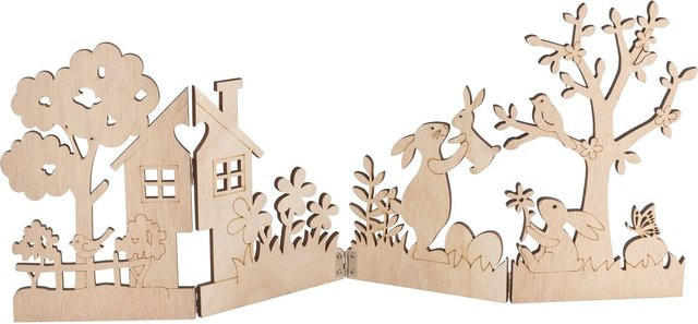 VBS Holz-Silhouette Hasen im Garten aus Pappelsperrholz in Beige für Ostern - Bild 1