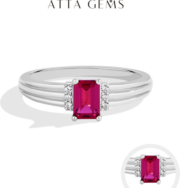 ATTAGEMS Ring, 925 Silber, Rubin, Damen - Bild 1
