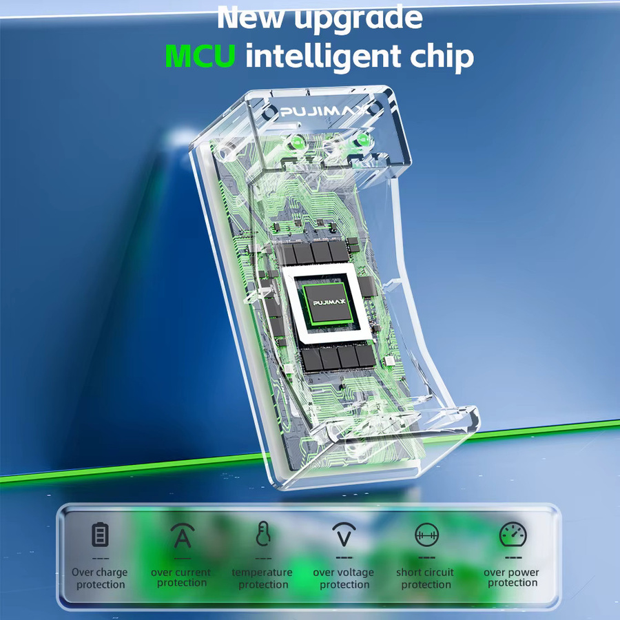 PUJIAMX Schnellladegerät für AA, AAA, C und D NI-MH Akkus mit LCD-Display und USB Typ-C Kabel, Weiß - Bild 4