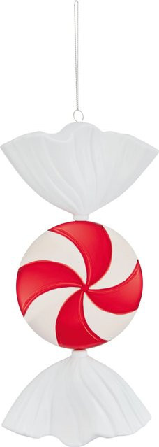 OBI Weihnachtskugel Bonbon in Rot und Weiß, hängender Christbaumschmuck aus Kunststoff, Durchmesser: 25 cm - Bild 1