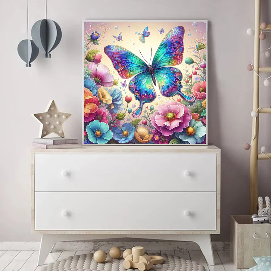EverShine DIY Diamant-Mosaik-Set Schmetterling und Blumen mit runden Strasssteinen, Multicolour, B/T/H: 20 x 20 x 20 cm - Bild 3