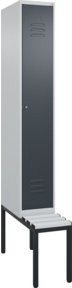 C+P Spind Classic PLUS Garderobenschrank mit Sitzbank, 1 Abteil, Lichtgrau, B/H/T: 212,0 x 81,5 x 30,0 cm - Bild 1