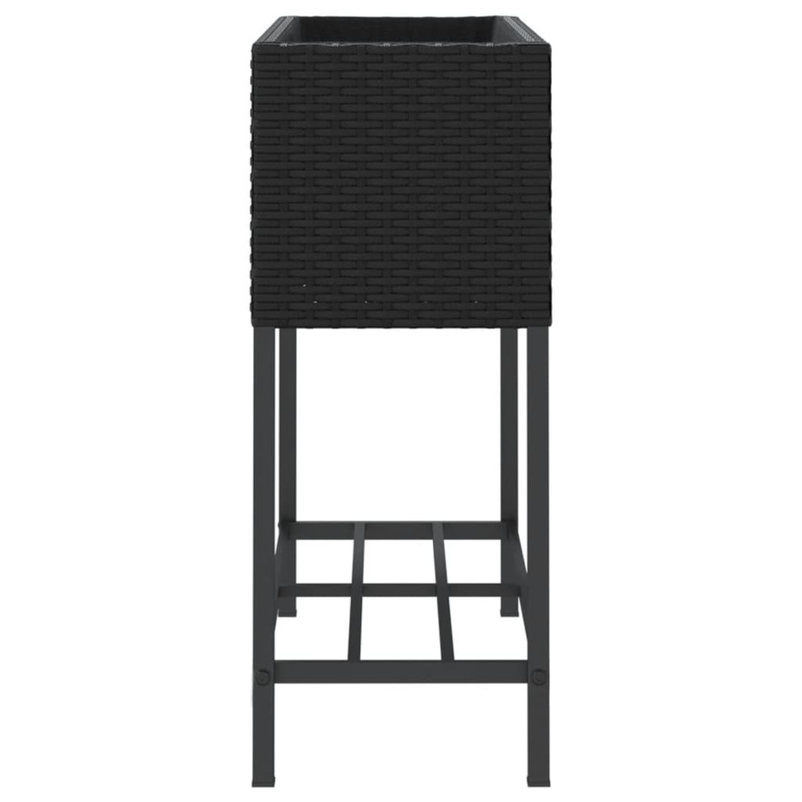 vidaXL Pflanzkübel mit Ablage aus PE-Rattan und pulverbeschichtetem Stahl in Schwarz, B/T/H: 70 x 70 x 70 cm - Bild 5