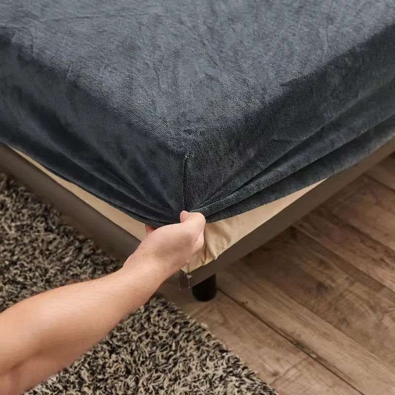 WASART Spannbettlaken aus Flanell in Grau, Winterwarmer Matratzenschoner für King-Size-Doppelbetten, B/T: 140 x 200 cm - Bild 2