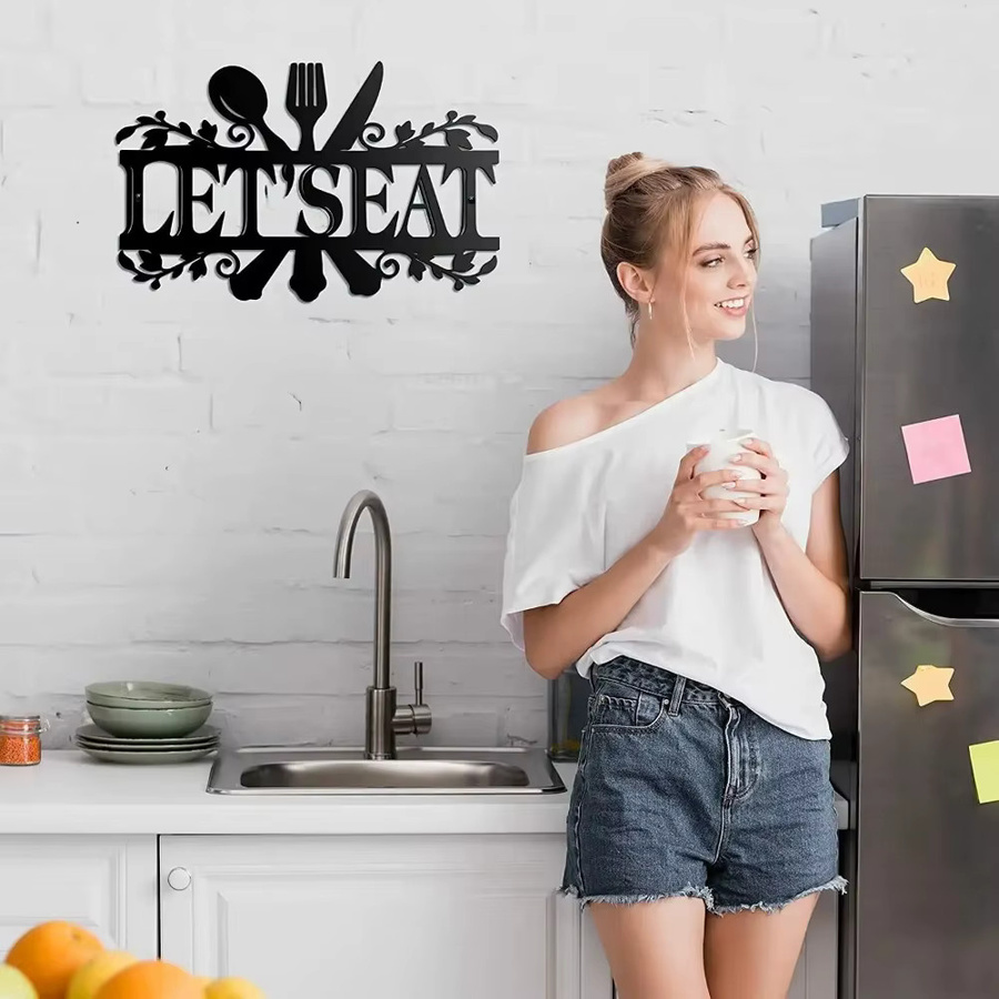 CIFBUY Vintage Metall-Wandkunst für die Küche, Rustikales Eisen-Schild-Dekor in Schwarz, Rechteckige Aluminiumplatten-Dekoration für dein Zuhause - Bild 3