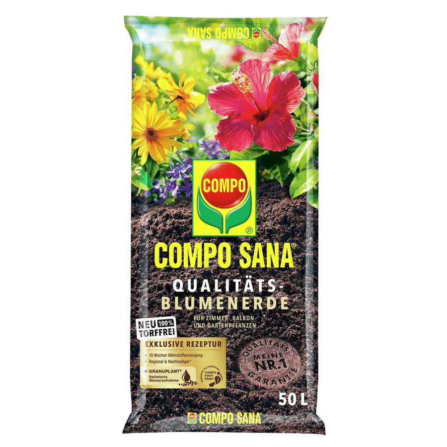 Compo Sana Qualitäts-Blumenerde torffrei mit Bimsstein für Zimmerpflanzen, Balkonpflanzen und Gartenpflanzen, 50 l - Bild 2