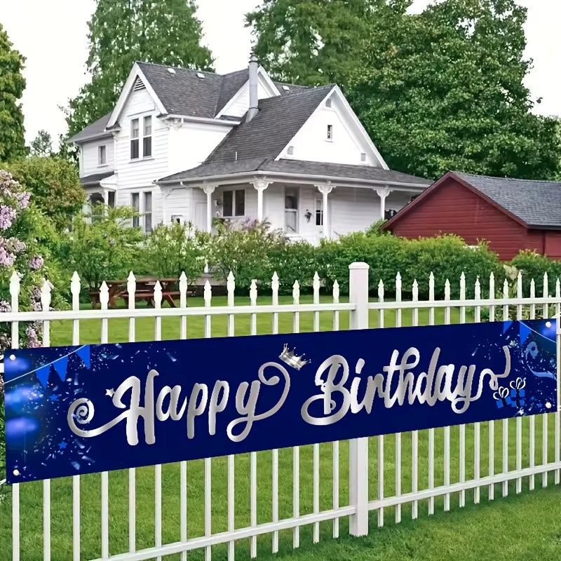 VIKAMA Geburtstagsbanner mit blauer Krone und Buchstaben für Partys, B/H: 180 x 35 cm - Bild 2