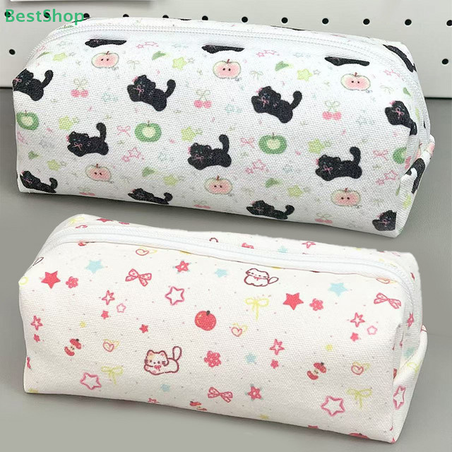 JETTING Federmäppchen mit Katzenmuster-Design als multifunktionale Aufbewahrungstasche für Schreibwaren in Weiß - Bild 1