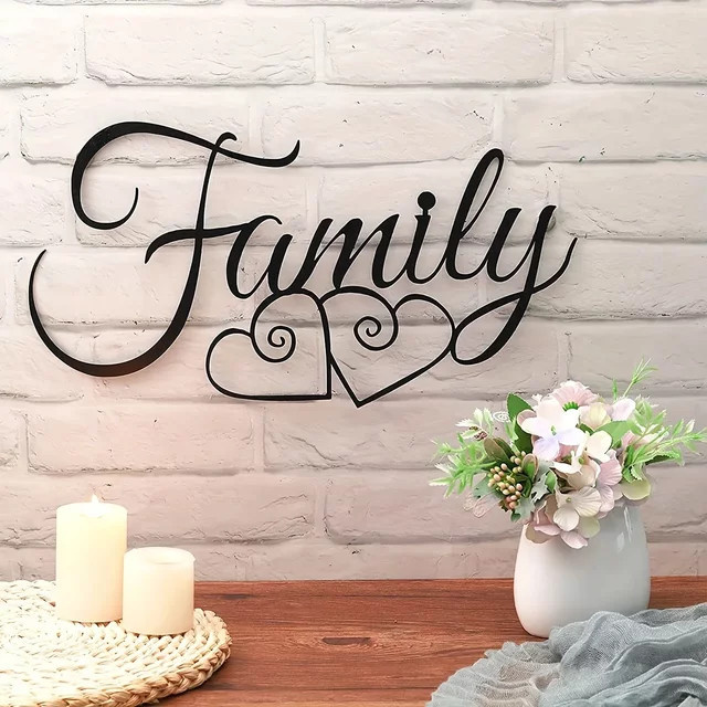 CIFBUY Familien-Wandschild aus Metall in Schwarz als dekorative Wandkunst - Bild 1