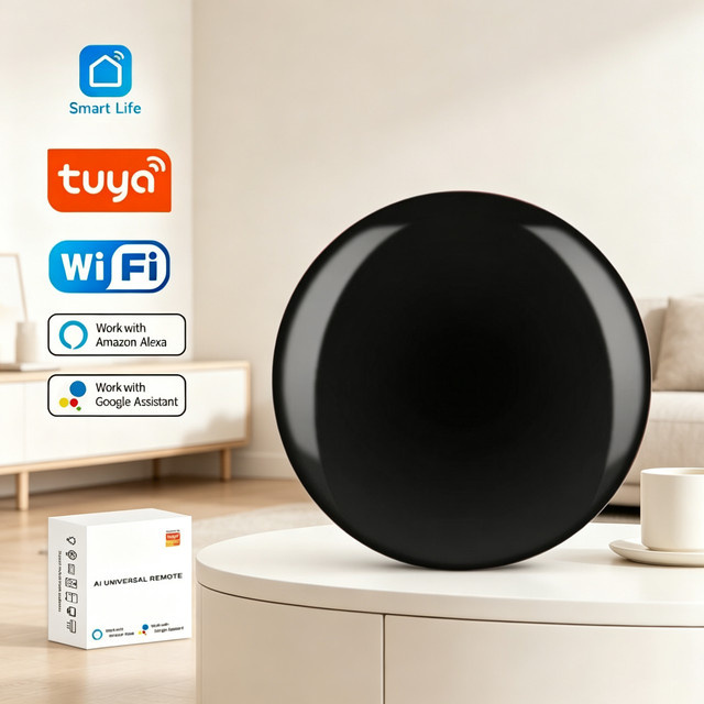 Tuya WiFi IR Fernbedienung Universeller Infrarot-Controller für Smart Home Automation in Schwarz, kompatibel mit Smart Life App, Alexa und Google Assistant - Bild 1