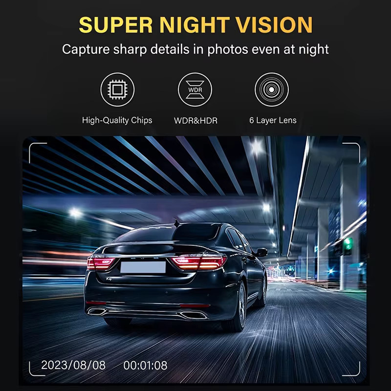GMAIPOP 3-Kanal Dashcam Full HD 1080P Videorekorder mit Rückfahrkamera in Schwarz - Bild 3