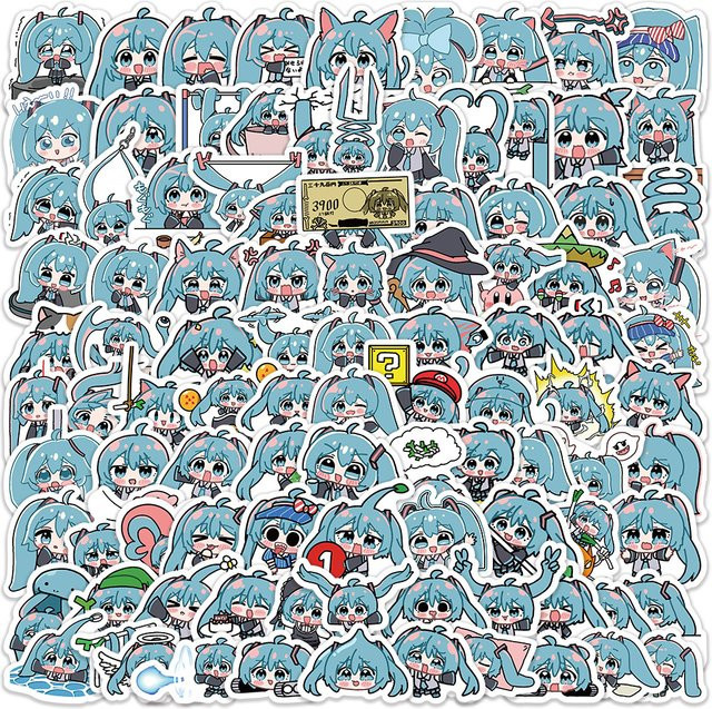 Bandai Hatsune Miku Aufkleber, 100-teiliges Set, Vinyl, Bunt / Mehrfarbig - Bild 1