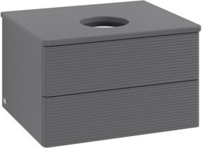 V&B Waschtischunterschrank Antao mit Frontstruktur in Anthrazit, B/T/H: 60 x 36 x 50 cm - Bild 1