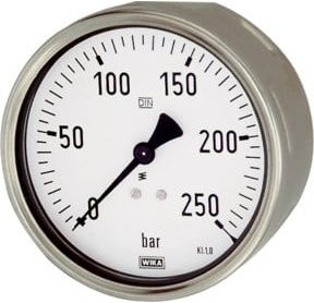 Riegler Manometer Robustausführung in Silber aus Edelstahl, G 1/2 hinten exzentrisch, Messbereich 0-10,0 bar, Durchmesser: 100 mm - Bild 1