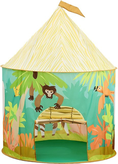 Relaxdays Spielzelt Dschungel Faltbar Polyester Gelb Orange Blau Grün - Bild 1