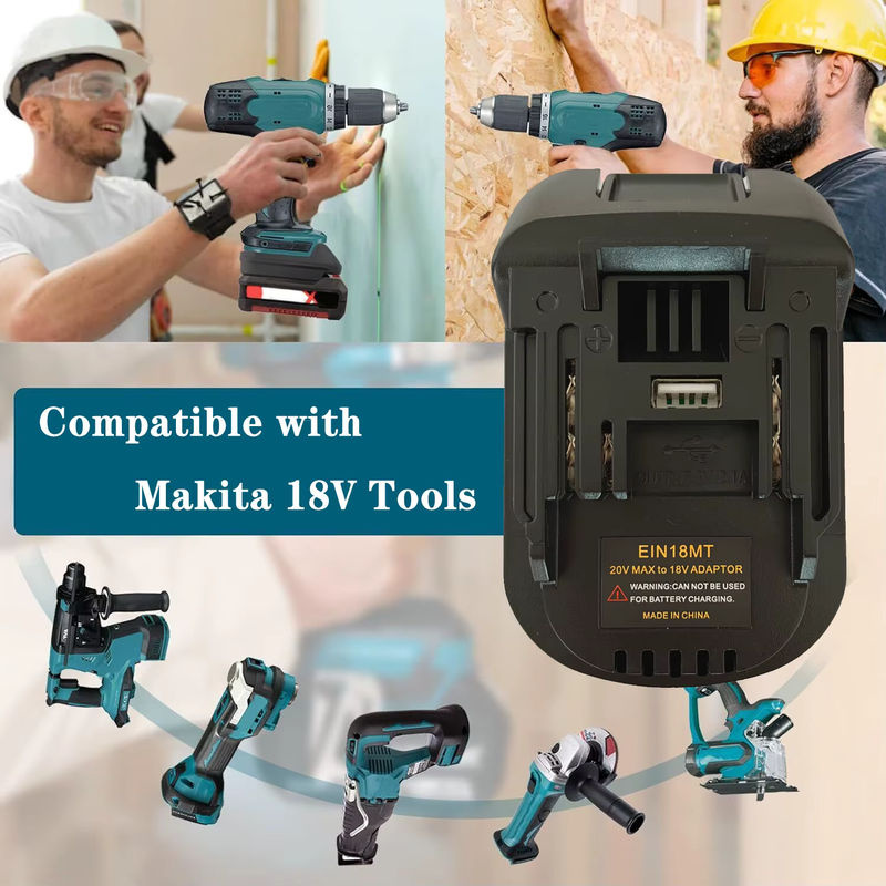 XMSJ Batterieadapter für Einhell 18V Li-Ionen-Akkus als Konverter für Makita 18V Akku-Elektrowerkzeuge, Schwarz - Bild 4