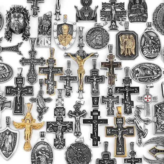 Anhänger Jesus Kreuz, Edelstahl, Silber, Herren - Bild 1