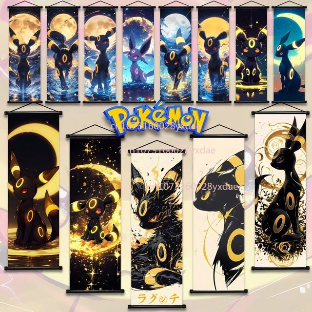 Takara Tomy Pokemon Umbreon Kunst-Rollbild Wanddeko aus Leinwand - Bild 1