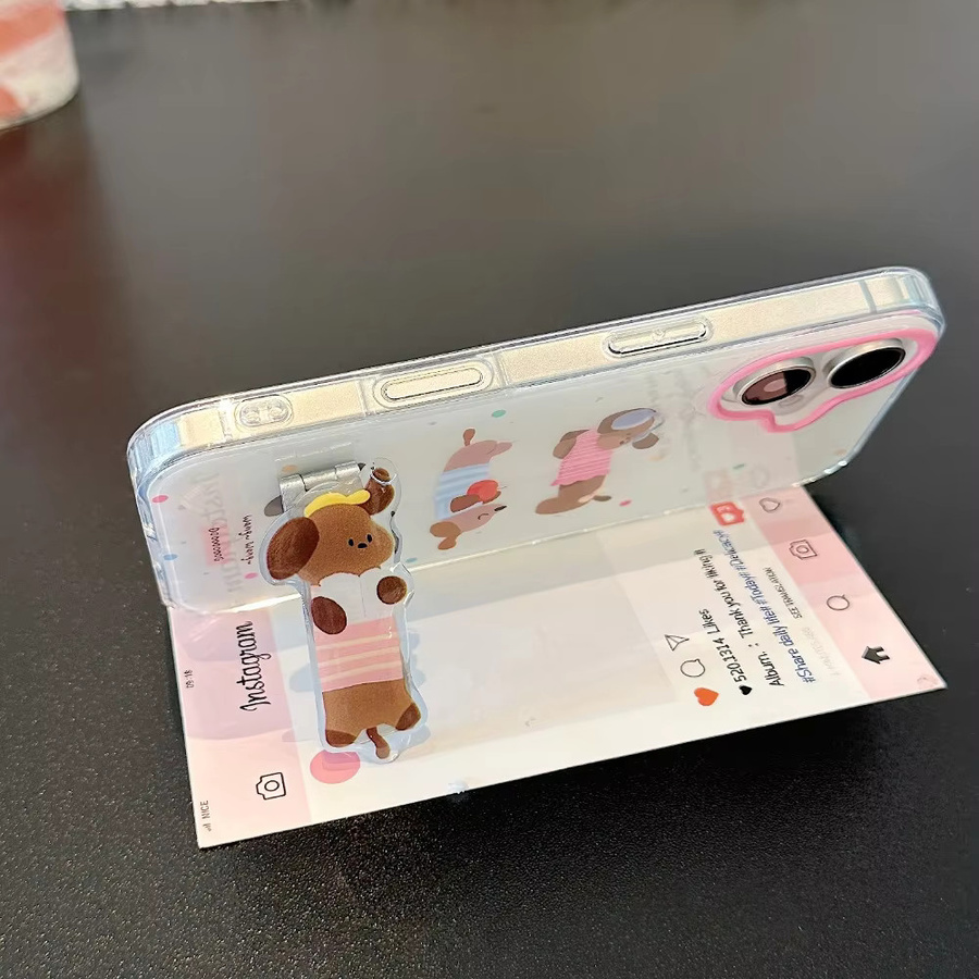 Stoßfeste Softcover Handyhülle mit Cartoon-Welpen-Design für Apple iPhone, transparent - Bild 2