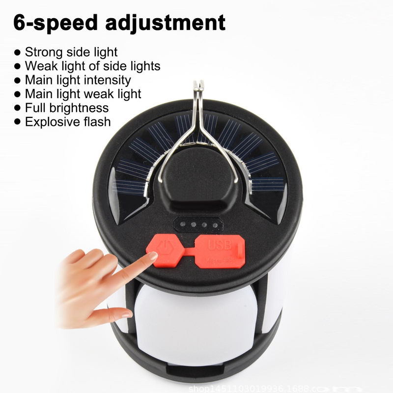 TOMTOP JMS Solar Camping LED Licht mit USB Ausgang, faltbare 4-Blatt Hängelampe für Outdoor und Zelt, schwarz - Bild 4