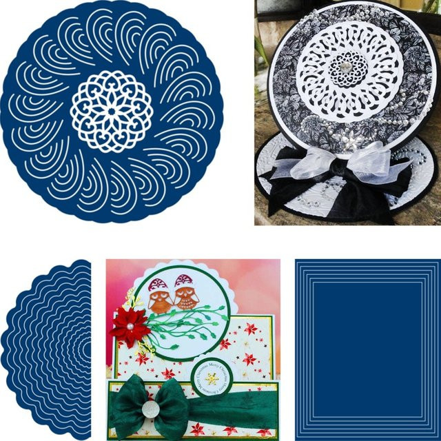 Metall-Stanzform für DIY-Grußkarten und Scrapbooking mit unregelmäßigem Rechteck und Streifen in Blau - Bild 1