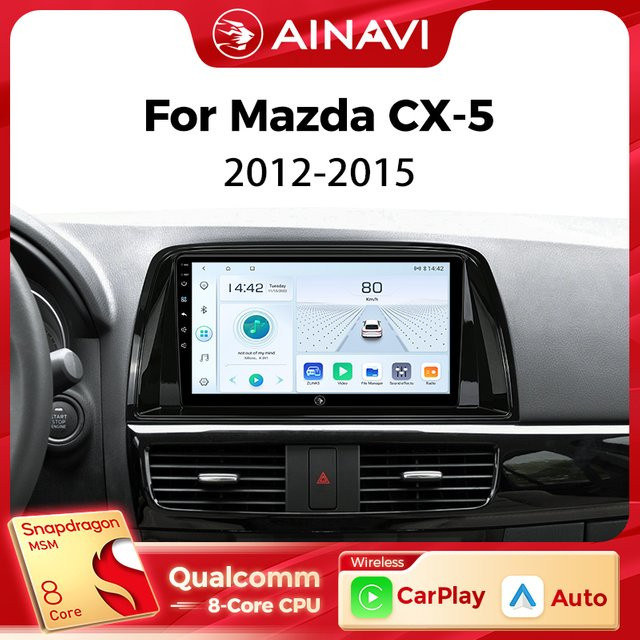 Ainavi Auto-Multimedia-Player für Mazda CX5 2012-2015 mit Wireless CarPlay, Android Auto, 4G und Wifi in Schwarz - Bild 1