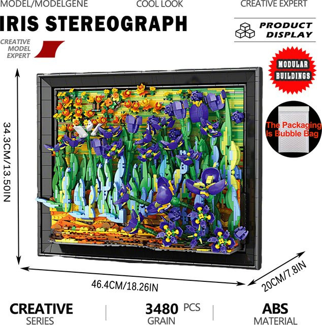 Yangkili Iris-Blumen-Modell, Bausteine 3D-Malsteine, Natur, Bunt / Mehrfarbig - Bild 1