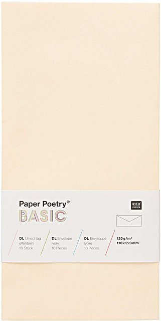 Rico Design Paper Poetry Kuvert Basic DL, 10 Stück, Elfenbein - Bild 1