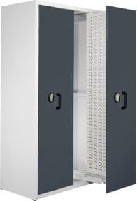 Kappes Zugwagenschrank RasterPlan mit Schlitzplatten, 2 Auszüge, Grau/Blau, Wandmontage, B: 60,0 cm, H: 110,0 cm, T: 40,0 cm - Bild 1