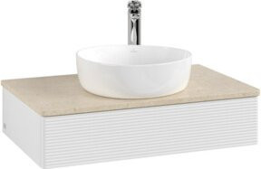 V&B Waschtischunterschrank Antao mit Frontstruktur in Weiß, B/T/H: 80 x 50 x 19 cm - Bild 1