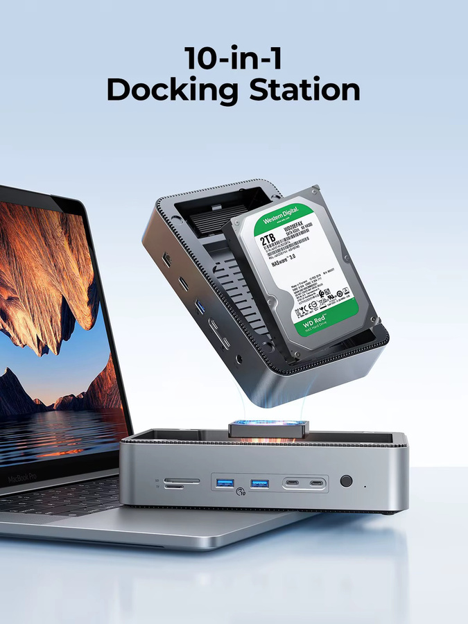 Orico 10 in 1 Docking Station mit Dual M.2 NVMe SSD Slot, 3,5 Zoll Festplattengehäuse, HDMI 4K 60Hz und PD 100W Unterstützung sowie Ethernet/LAN - Bild 2