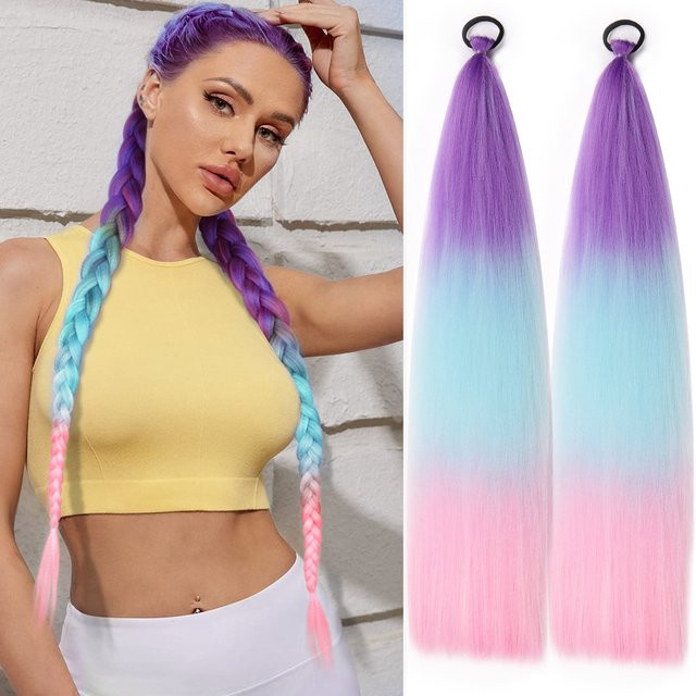 JIAMEISI Zopf-Haarverlängerung, 2 Stück, synthetisch, Unisex - Bild 1