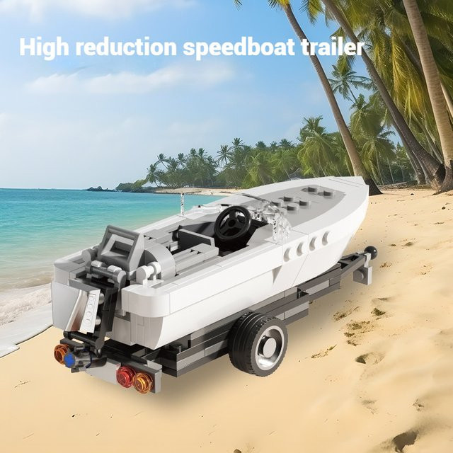 JAKI Bausteine Schlepperboot Schiffsmodell Lernspielzeug in Weiß - Bild 1