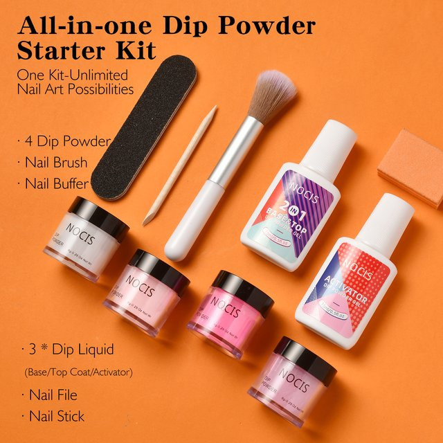 NOCIS Dipping Nail Powder Set, Weiß, Nude, Glitzer, Glänzend - Bild 1