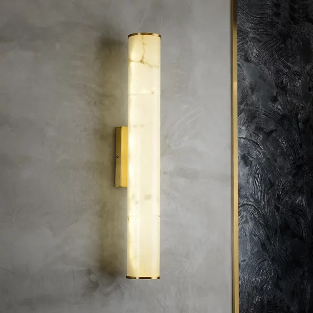 TAONUANSHU Moderne Marmor-Wandlampe in Weiß mit Gold/Messing, Wasserdichte Außen- und Innenwandleuchte für Wohnzimmer, Schlafzimmer und Flur, Warmweißes Licht - Bild 1