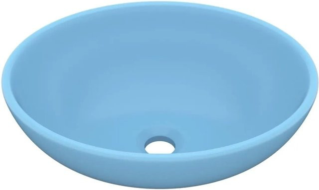 vidaXL Aufsatzwaschbecken Oval aus Keramik in Hellblau, B/T/H: 40 x 33 x 13,5 cm - Bild 1