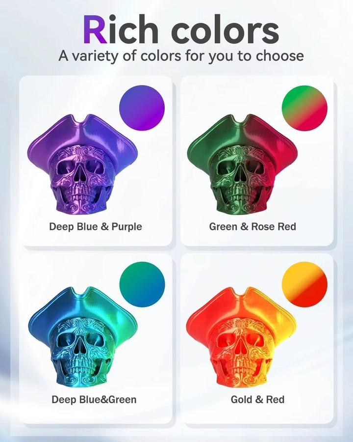 3D Maliang PLA-Filament 1,75 mm, zweifarbiges Silk-PLA für FDM-Drucker, Gold und Rot, Multicolour, 4 x 250 g - Bild 2