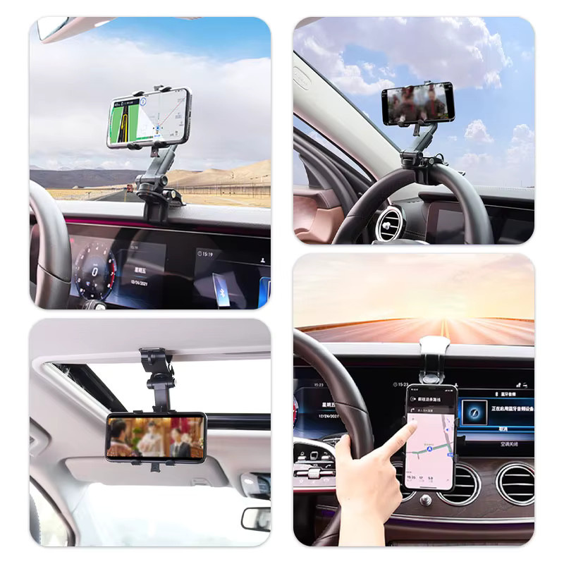 BLALION Universal-Clip-Autotelefonhalter in Schwarz, 360 Grad drehbar und einziehbar, Smartphone-Halterung für GPS und Dashcam - Bild 5