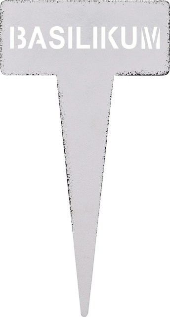 Kräuterstecker Basilikum aus Metall in Weiß, Höhe: 15 cm - Bild 1