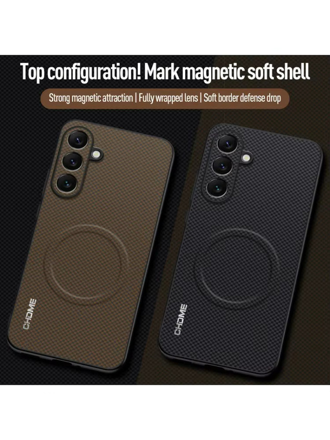 Luxus Magnet-Handyhülle für Samsung Galaxy S26 Ultra S25 S24 S23 Plus A17 A37 A57 A16 A36 aus TPU Silikon in Orange und Braun mit Auto-Magnethalterung - Bild 2