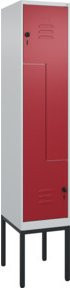 C+P Z-Spind Classic PLUS Garderobenschrank mit 2 Fächern und Sicherheits-Drehriegel, Farbe Grau/Rot, H x B x T: 212 x 40 x 50 cm - Bild 1