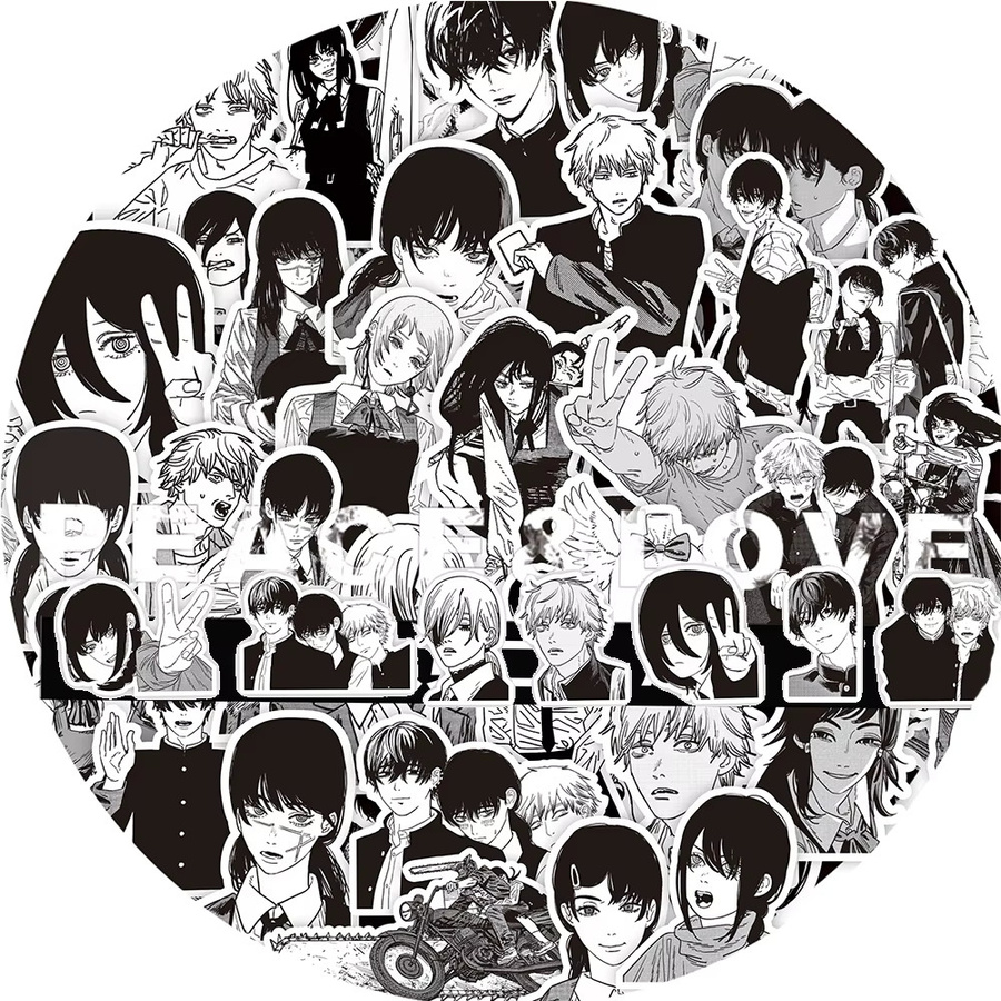 Bandai Chainsaw Man Anime Aufkleber, Schwarz, Weiß, Set / Bundle - Bild 3