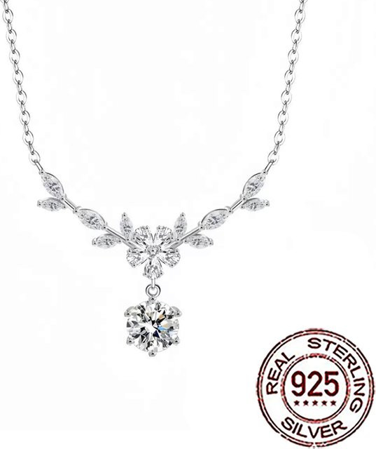 CWWZircons Halskette mit Anhänger, 925 Silber, Zirkonia, Damen - Bild 1