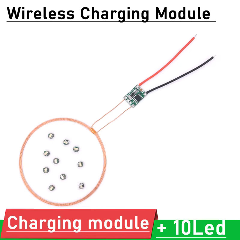 Dykbcells Drahtloses Lade-Modul mit Fernbedienung und 10 LED-Lampen, Induktives USB-Sender-Set mit Spule, Kupferfarben - Bild 2